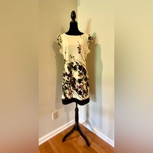 JONATHAN MARTIN flowered beige sheath dress Sz 12 EUC